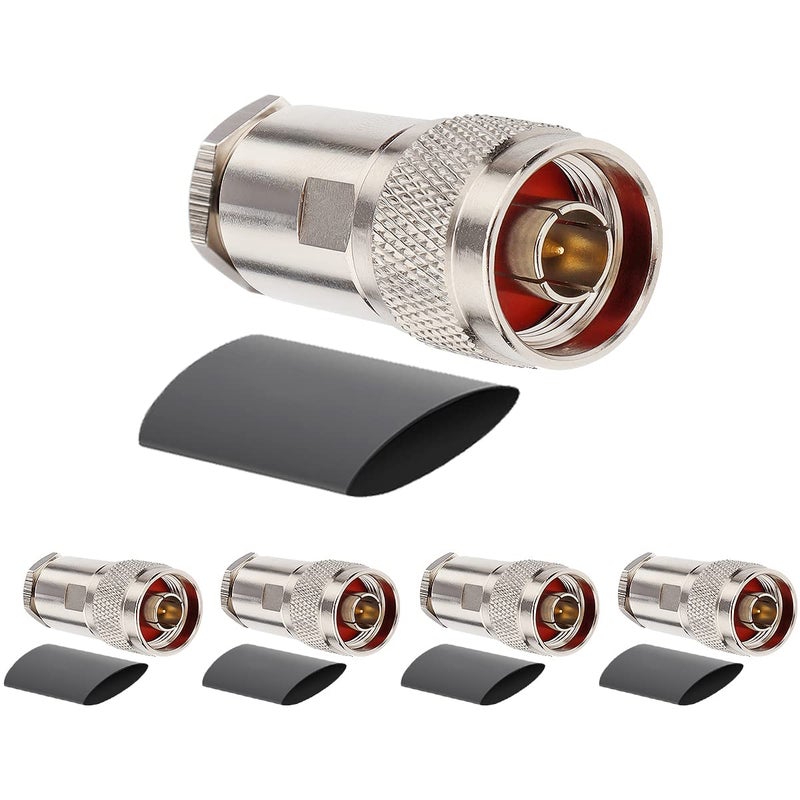XRDS -RF N Male Connectors Plug Attach Adapter Coax Connector for LMR400/RG8/Belden 9913/KMR400 RF Coaxial Cable 5pack (NOT for TV) - Image 1